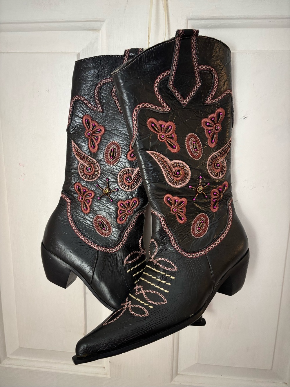 jcpenney Black Western Embroidered Boots with Pink Accents